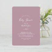 Minimaal blad | Mauve Baby shower Invitation Kaart (Staand voorkant)
