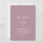 Minimaal blad | Mauve Baby shower Invitation Kaart (Voorkant)