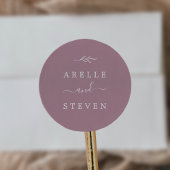 Minimaal blad | Mauve bruiloft envelop afdichtinge Ronde Sticker