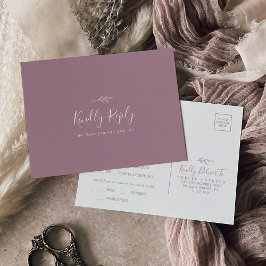 Minimaal blad | Mauve Menu Keuze RSVP Briefkaart