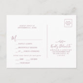 Minimaal blad | Mauve Menu Keuze RSVP Briefkaart (Achterkant)