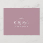 Minimaal blad | Mauve Menu Keuze RSVP Briefkaart (Voorkant)