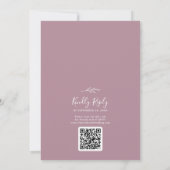 Minimaal blad | Mauve Monogram QR Code Bruiloft Kaart (Achterkant)