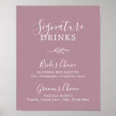 Minimaal blad | Mauve Signature Drink Poster (Voorkant)