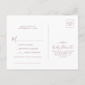 Minimaal blad | Mauve Song Aanvraag RSVP Briefkaar Uitnodiging Briefkaart (Achterkant)