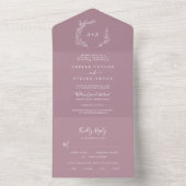 Minimaal blad | Mauve Wedding All In One Uitnodiging (Binnen)