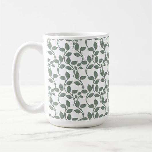 Minimaal blad naadloos patroon | Elegante botanisc Koffiemok (Links)