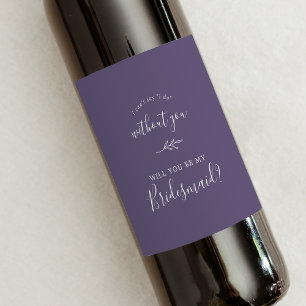 Minimaal blad Plum Paarse bruidsmeisje voorstel Wijn Etiket
