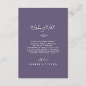 Minimaal blad | Plum Paarse bruiloft die goed wens Informatiekaartje (Voorkant)