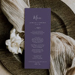 Minimaal blad | Plum Paarse bruiloft diner menu<br><div class="desc">Deze minimal leaf plum paarse bruiloft diner menukaart is perfect voor een boho bruiloft. Het juweeltoonontwerp heeft een eenvoudig groen bladsilhouet in een donkerblauw violette paarse kleur met minimalistische boho-stijl. Dit menu kan worden gebruikt voor een huwelijksreceptie,  repetitiediner of een evenement.</div>