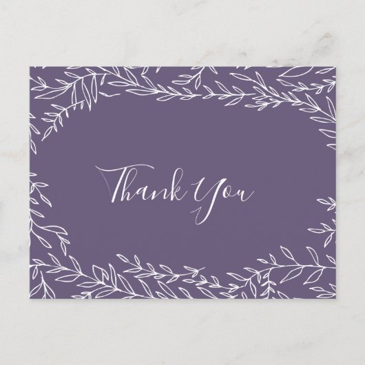 Minimaal blad | Plum Paarse dank u Briefkaart (Voorkant)