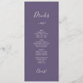 Minimaal blad | Plum Paarse Diner en Drinken Menu (Achterkant)