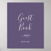 Minimaal blad | Plum Paarse Gastenboek Poster (Voorkant)