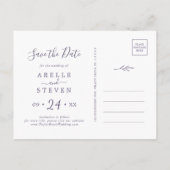 Minimaal blad | Plum Paarse Save the Date Uitnodiging Briefkaart (Achterkant)
