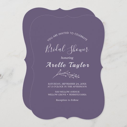 Minimaal blad | Plum Paarse Vrijgezellenfeest Kaart (Voorkant / Achterkant)