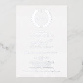 Minimaal blad | Roze gouden folie monogram bruilof Uitnodiging (Voorkant)