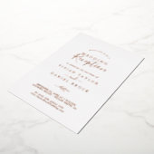 Minimaal blad | Roze Gouden Folie Trouwreceptie Folie Uitnodiging (Gedraaid)