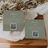 Minimaal blad | Sage Green QR Code Trouwgegevens Informatiekaartje