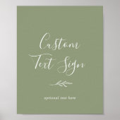 Minimaal blad | Saliegroen bord met eigen tekst Poster (Voorkant)