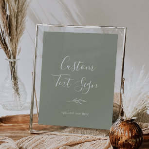 Minimaal blad   Saliegroen bord met eigen tekst Poster