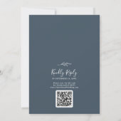 Minimaal blad | Slate Blue Monogram QR Code Bruilo Kaart (Achterkant)