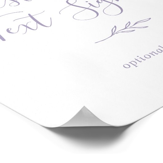 Minimaal blad | Stoffig Paarse aangepaste tekst te Poster (Hoek)