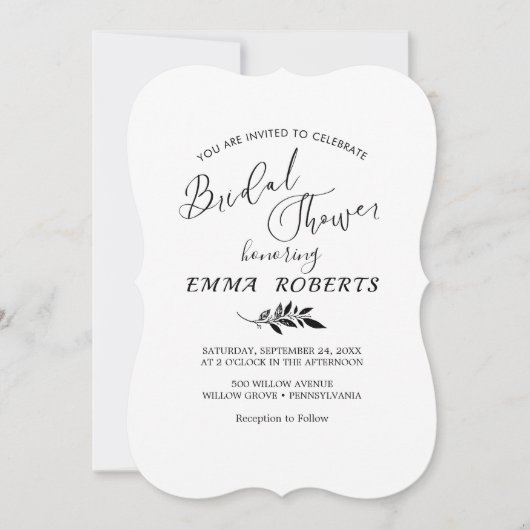 Minimaal blad Terracotta Bruids Douche Uitnodiging (Voorkant)