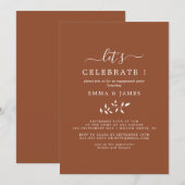 Minimaal blad | Terracotta Laten we feestvieren  Kaart (Voorkant / Achterkant)