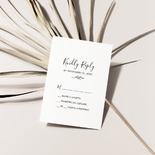 Minimaal blad Zwart-wit eenvoudige RSVP-kaart RSVP Kaartje