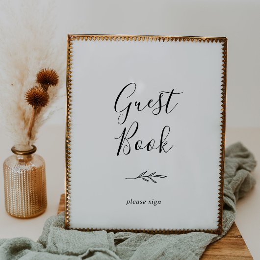 Minimaal blad | Zwart-wit Gastenboek Poster