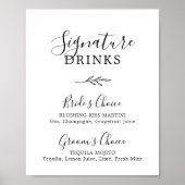 Minimaal blad | Zwart-wit Signature Drinken Poster (Voorkant)
