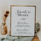 Minimaal blad | Zwart-wit Signature Drinken Poster