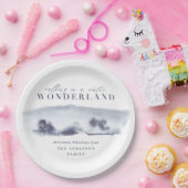 Minimaal blauw abstract kerstfeest met waterverf papieren bordje (Feest)