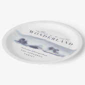 Minimaal blauw abstract kerstfeest met waterverf papieren bordje (Gekanteld)