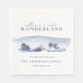 Minimaal blauw abstract kerstfeest met waterverf servet (Voorkant)