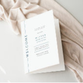 Minimaal blauw bar mitswa gevouwen programmaboekje programma