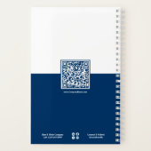 Minimaal blauw en wit motto voor kleine bedrijven notitieboek (Achterkant)