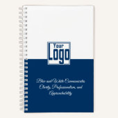 Minimaal blauw en wit motto voor kleine bedrijven notitieboek (Voorkant)