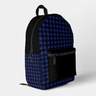 Minimaal blauw en zwart geruite patroon bedrukte rugzak