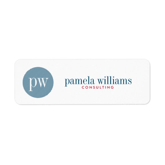 Minimaal blauw geometrisch blauw en wit etiket (Voorkant)