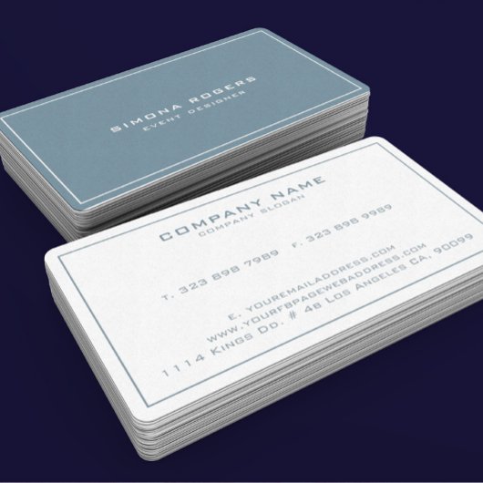 Minimaal blauw-grijs en wit omkeerbaar kaartontwer visitekaartje