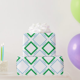 Minimaal Blauw Groen Grote Diamant Japanse tekst Cadeaupapier