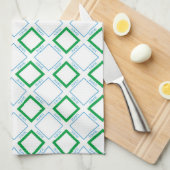 Minimaal Blauw Groen Medium Diamant Japanse tekst Theedoek (Quarter Fold)