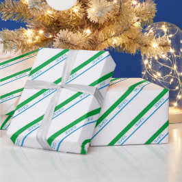 Minimaal blauw groen medium streep Japanse tekst Cadeaupapier