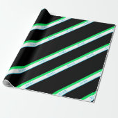 Minimaal Blauw Groen Zwart Grote Streep Japan Teks Cadeaupapier (Uitgerold)