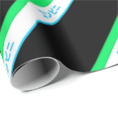 Minimaal Blauw Groen Zwart Grote Streep Japan Teks Cadeaupapier (Rol Hoek)