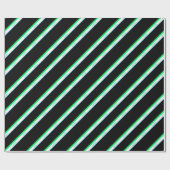 Minimaal Blauw Groen Zwart Medium Stripe Japan tek Cadeaupapier (Vlak)
