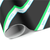 Minimaal Blauw Groen Zwart Medium Stripe Japan tek Cadeaupapier (Rol Hoek)