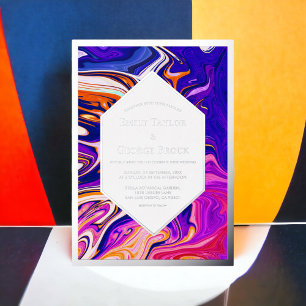 Minimaal Blauw Mauve Sterrenstelsel Abstract Trouw Folie Uitnodiging