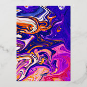 Minimaal Blauw Mauve Sterrenstelsel Abstract Trouw Folie Uitnodiging (Achterkant)